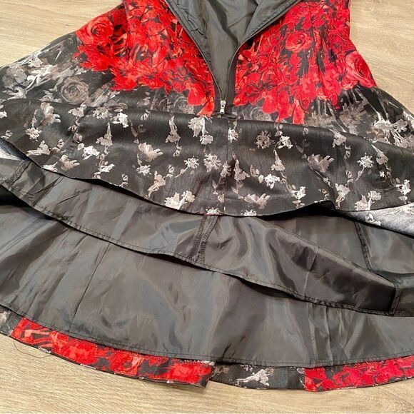 JULIAN TAYLOR SLEEVELESS RED & BLACK SWING SKIRT DRESS 14 NWT - Picture 12 of 16